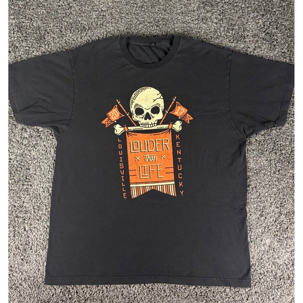 Louder Than Life 2017 Festival T-Shirt Mens XL Black Skull Rock Lineup Kentucky